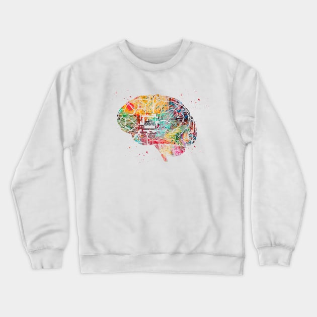 Circuit Brain Crewneck Sweatshirt by erzebeth